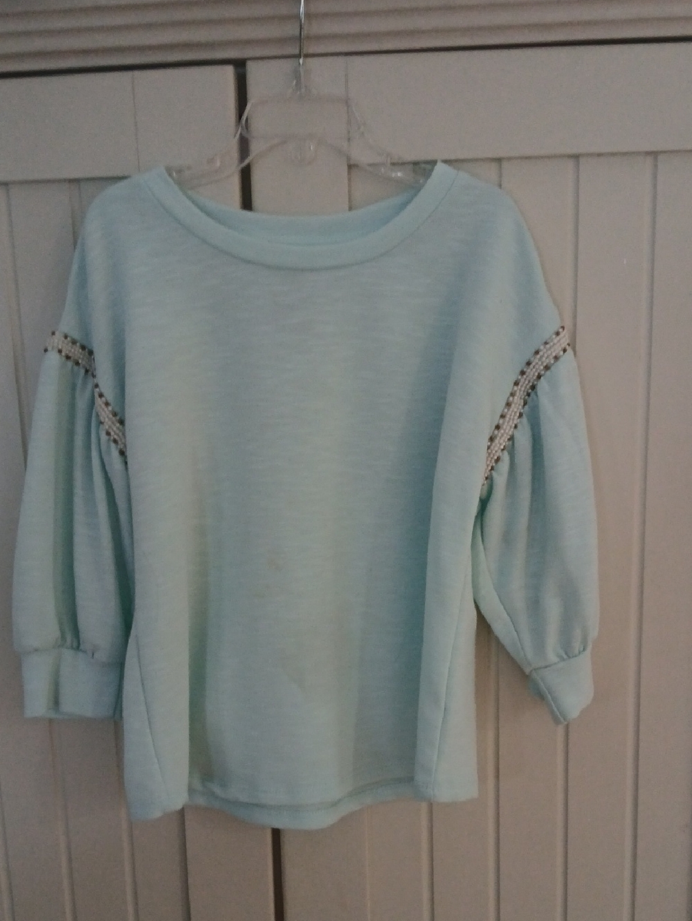 Arizona Jean Company Light Blue Girls Sweatshirt with Crochet Trim